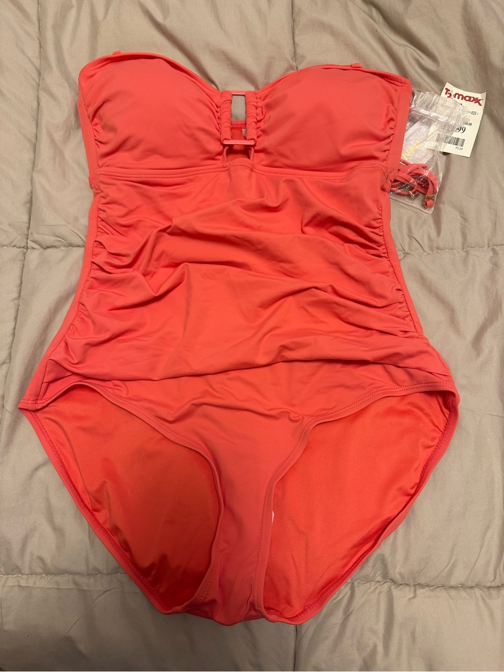 Anne Cole Coral Strapless One-Piece Swimsuit